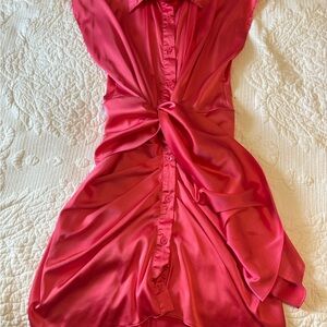 Do+Be Size M Satin Twist-Front Button-Down Dress